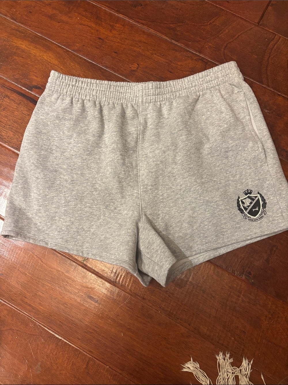 PINK Victoria's Secret Heather Gray Athletic Lounge Shorts with Crest